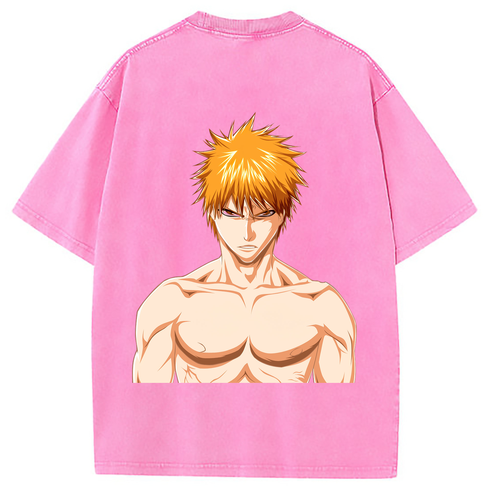 （画像用） ブリーチ 黒崎一護（くろさき いちご）BLEACH Kurosaki Ichigo 綿100% ヴィンテージ風 半袖Tシャツ（背面プリント）